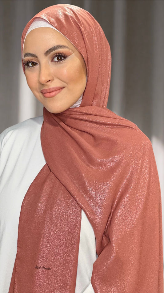 Hijab, chador, velo, turbante, foulard, copricapo, musulmano, islamico, sciarpa, Hijab Glowy Crepe Rubicondo