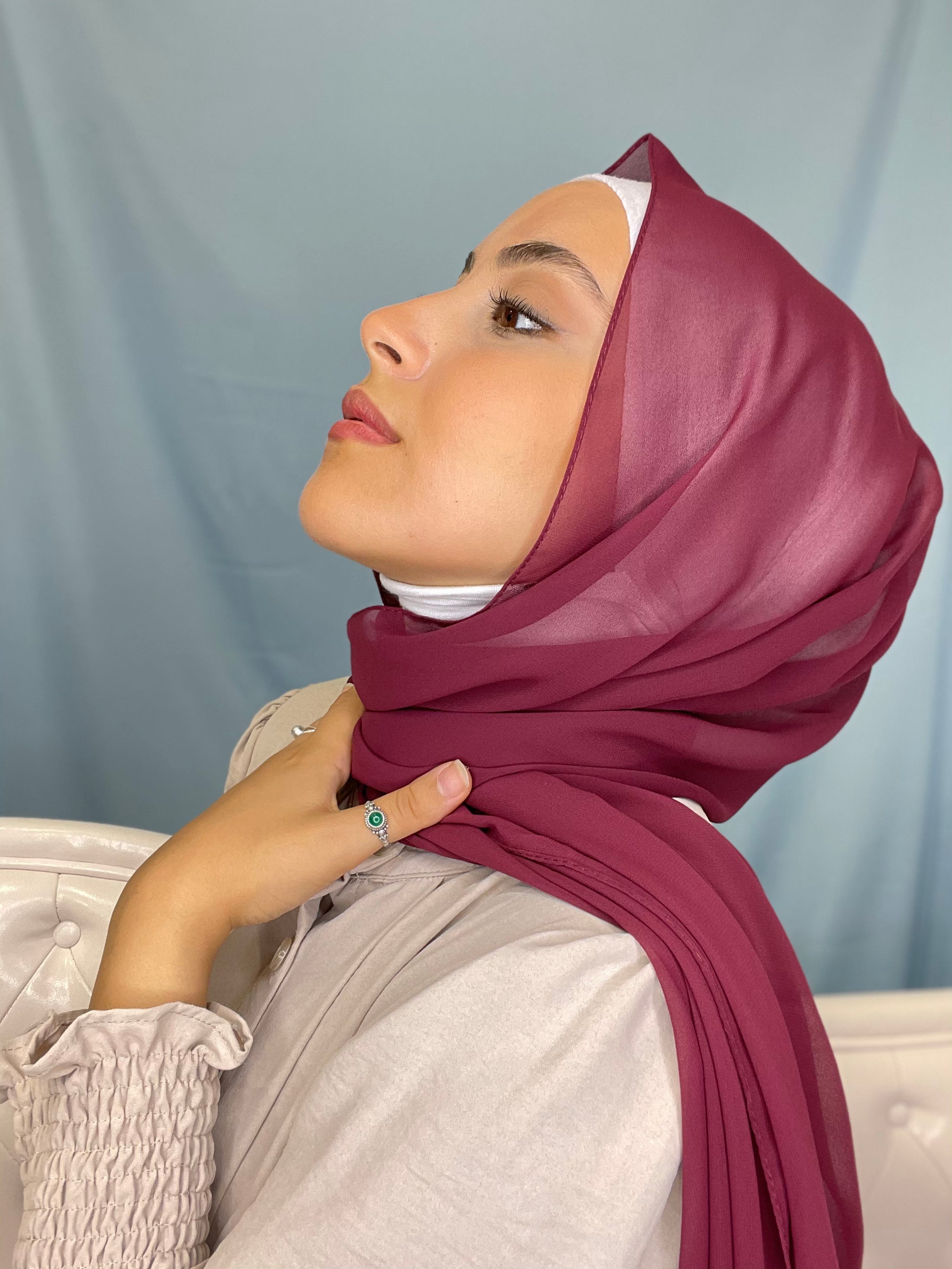 Hijab Mousseline Crêpe Rubis