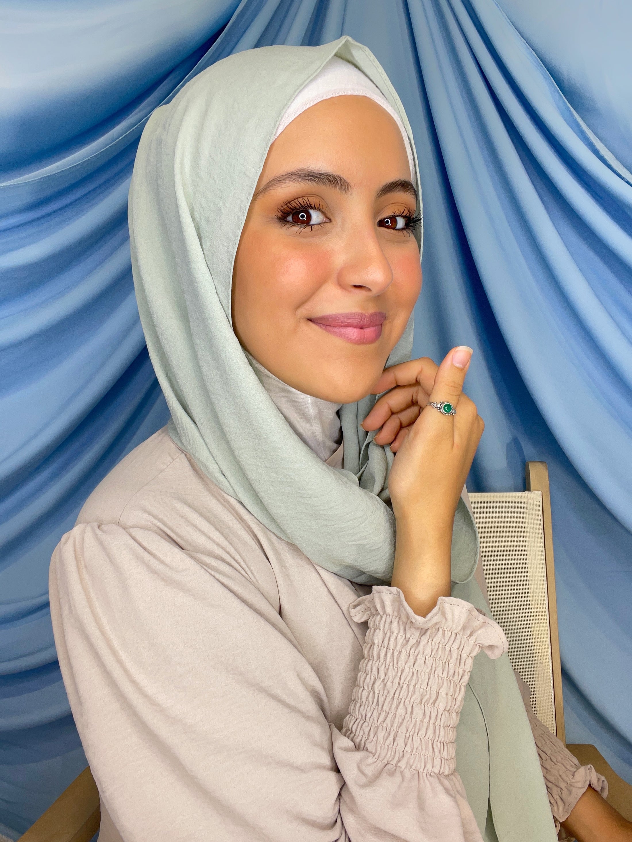 Hijab crinckle crepe verde pistacchio pastello