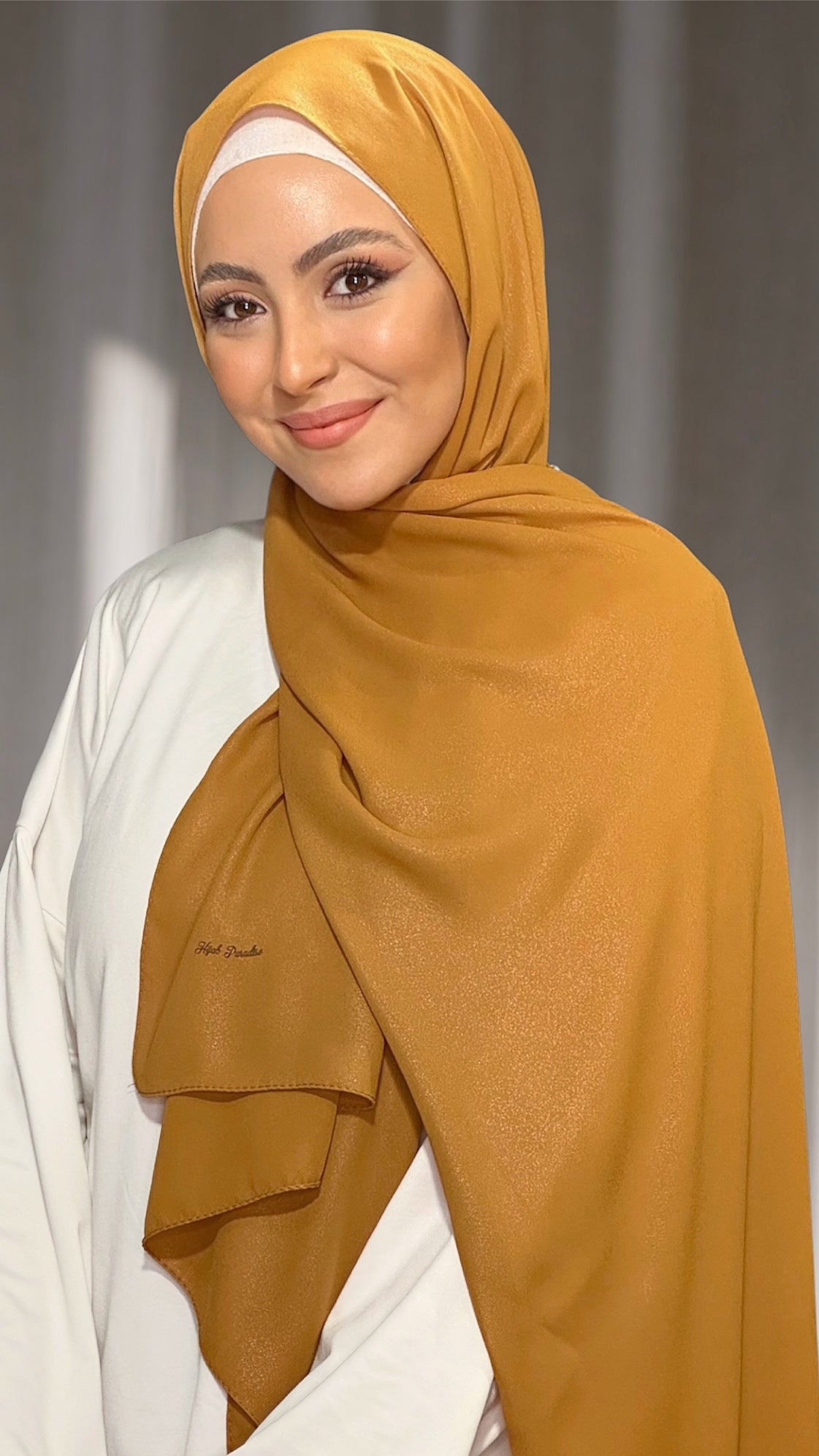 Hijab, chador, velo, turbante, foulard, copricapo, musulmano, islamico, sciarpa, Hijab Glowy Crepe Senape