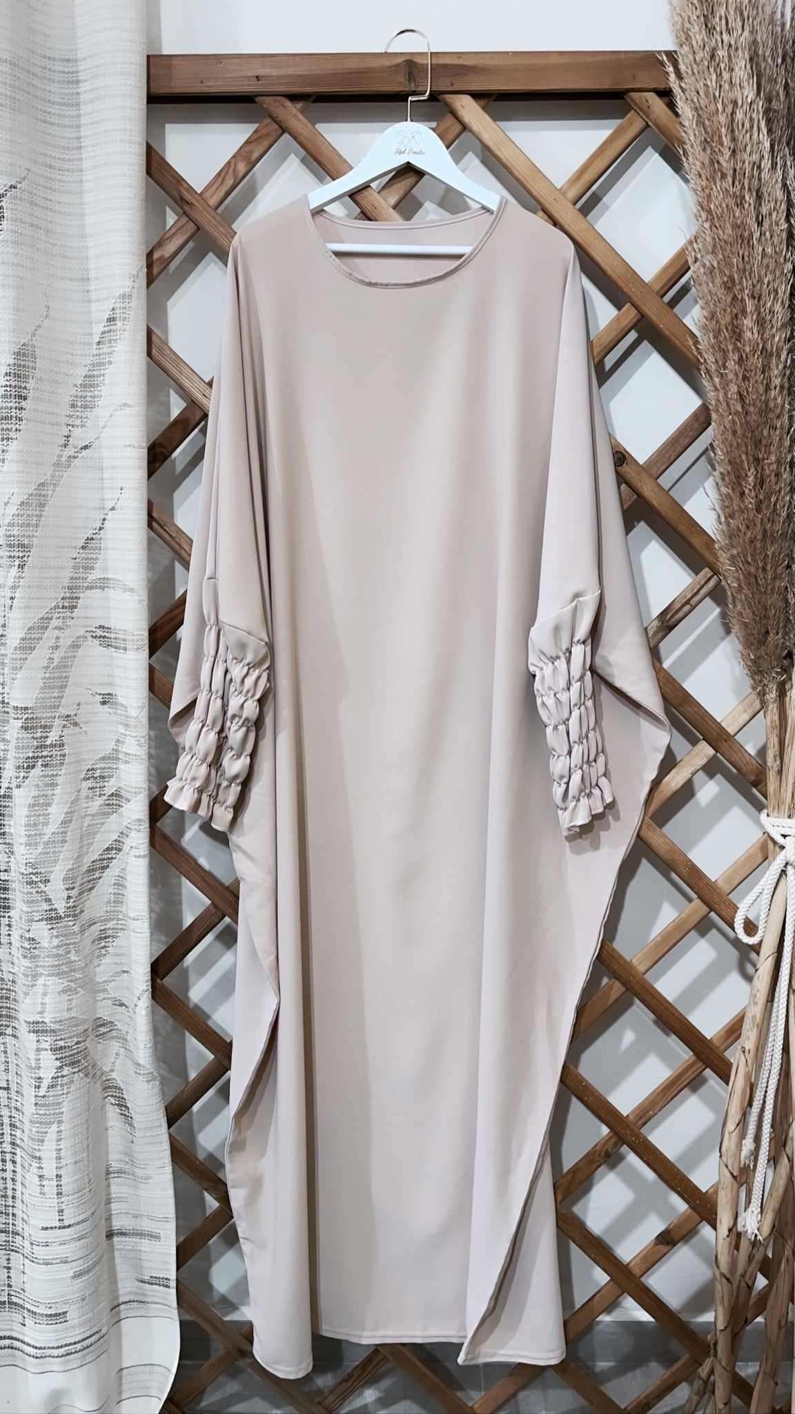 Hijab Paradise, gruccia, maniche a frisè, vestito lungo, abaya, vestito largo, da preghiera beaje
