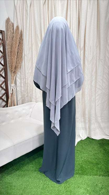 Three layers hijab grigio chiaro