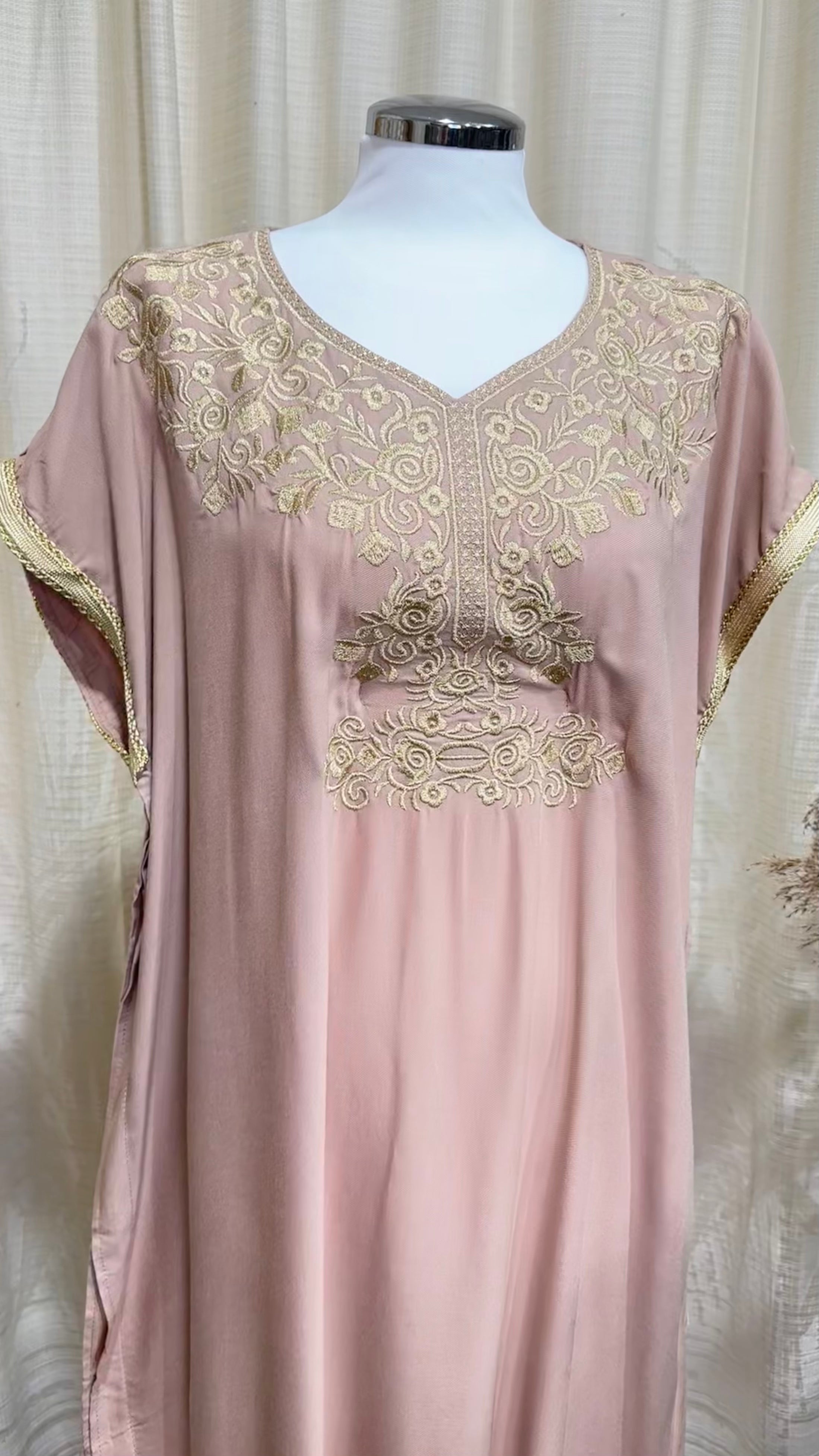 Gandora da donna, decorazione arabeggiante, maniche corte, Hijab Paradise, rosa pelle