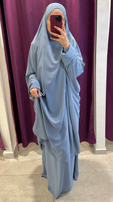 Premium Khimar con gonna - Hijab Paradise, abito da preghiarte, gonna, lungo, coprente, sorriso, donna islamica, musulmano, azzurro