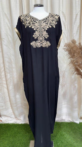 Gandora da donna, decorazione arabeggiante, maniche corte, Hijab Paradise, nero