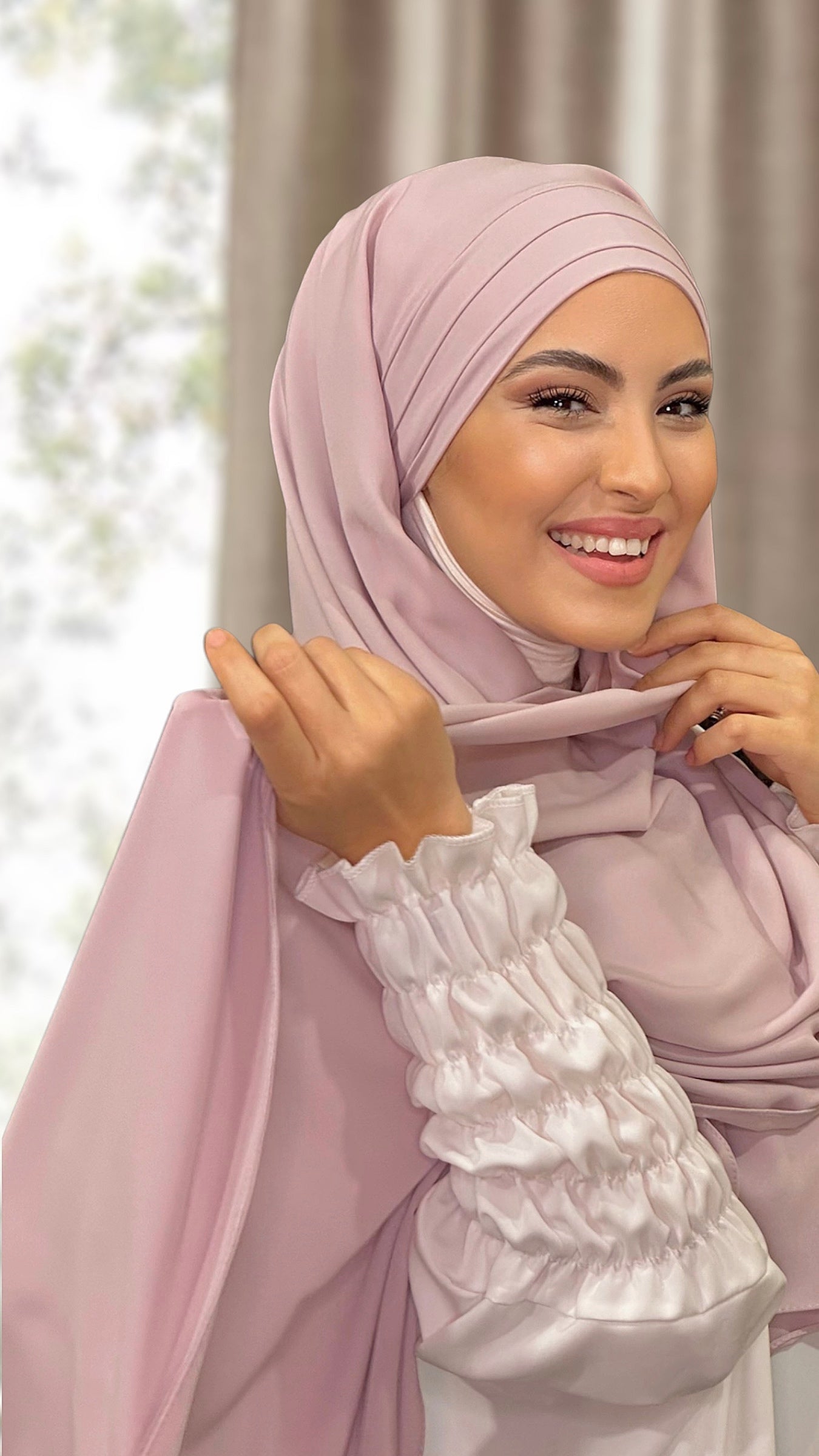 Hijab, chador, velo, turbante, foulard, copricapo, musulmano, islamico, sciarpa, pronto da mettere, Easy Hijab  Lilla Rosato