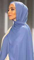 Load image into Gallery viewer, Hijab, chador, velo, turbante, foulard, copricapo, musulmano, islamico, sciarpa, Hijab Glowy Crepe Celeste 
