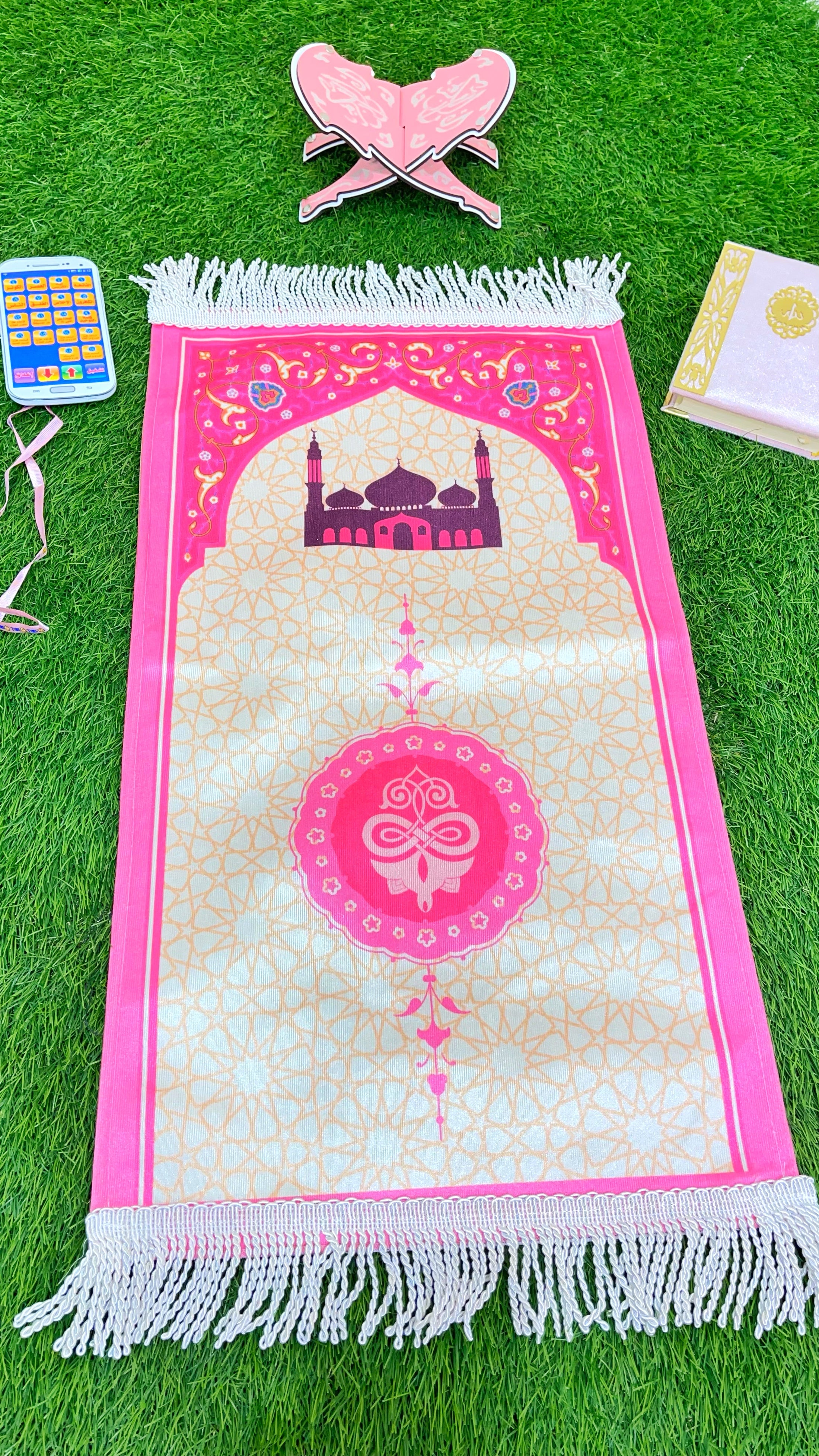 Tappeto preghiera slim, tappeto sottile, rettangolare, colorato, Hijab Paradise-per bambine