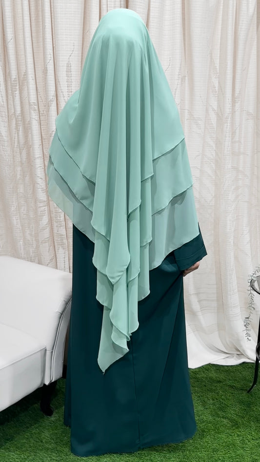 Three layers hijab verde acqua