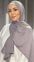 Cargar la imagen en la vista de la galería, Hijab, chador, velo, turbante, foulard, copricapo, musulmano, islamico, sciarpa, Hijab Glowy Crepe Grigio
