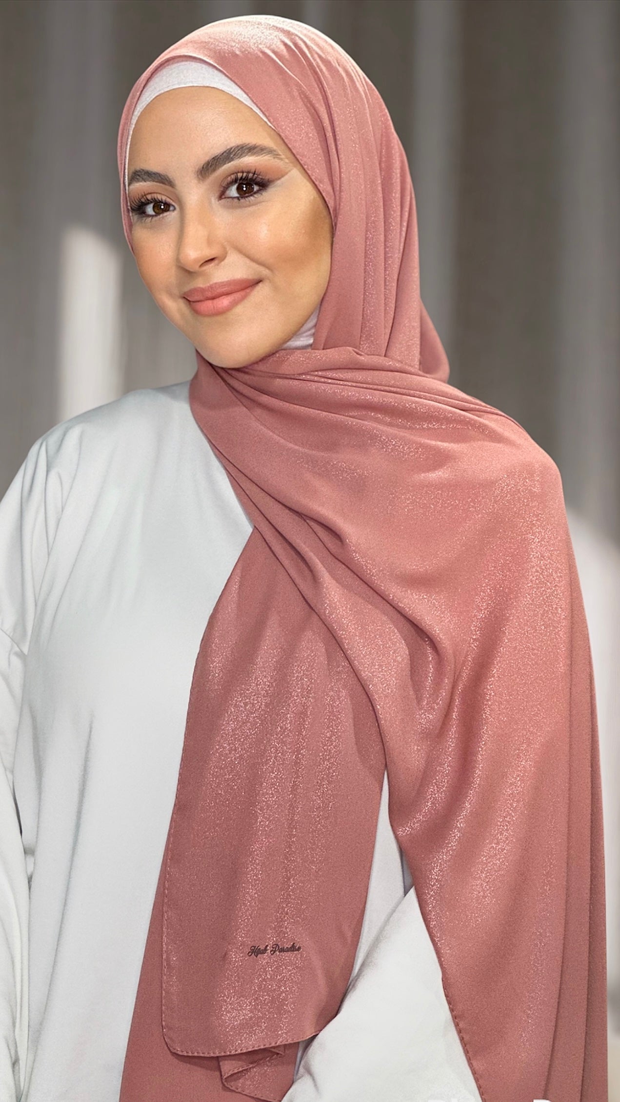 Hijab, chador, velo, turbante, foulard, copricapo, musulmano, islamico, sciarpa, Hijab Glowy Crepe Rosa Nude