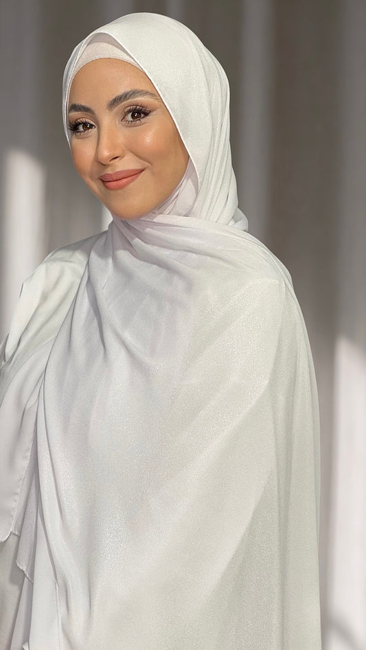 Hijab Glowy Crepe Bianco Neve