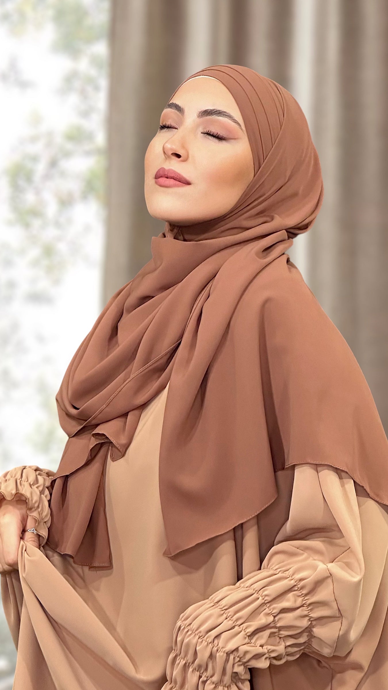 Hijab, chador, velo, turbante, foulard, copricapo, musulmano, islamico, sciarpa, pronto da mettere, Easy Hijab  nocciola
