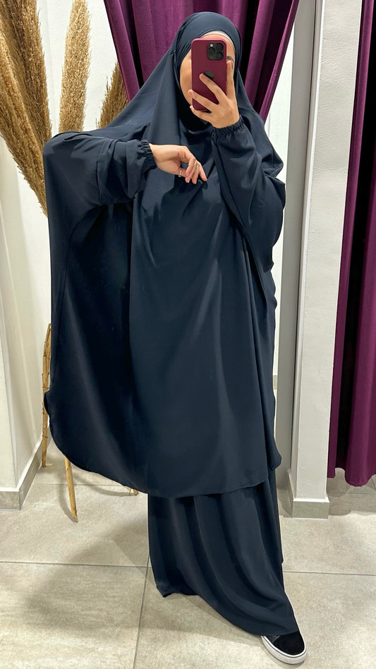 Premium Khimar con gonna - Hijab Paradise, abito da preghiarte, gonna, lungo, coprente, sorriso, donna islamica, musulmano, blu 