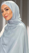 Charger l'image dans la visionneuse de la galerie, Hijab, chador, velo, turbante, foulard, copricapo, musulmano, islamico, sciarpa, Hijab Glowy Crepe Celeste Chiaro
