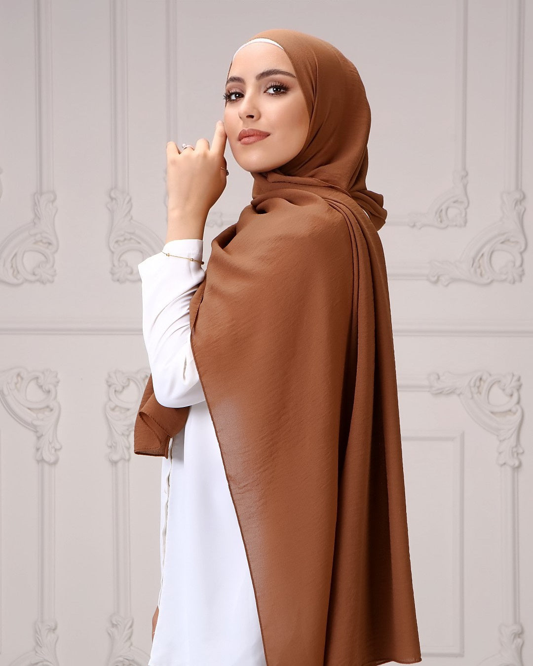 Hijab crinckle crepe marrone