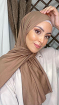 Load image into Gallery viewer, Burnished Brown Jersey Hijab - Flatlock hem
