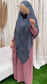 Three layers hijab grigio scuro