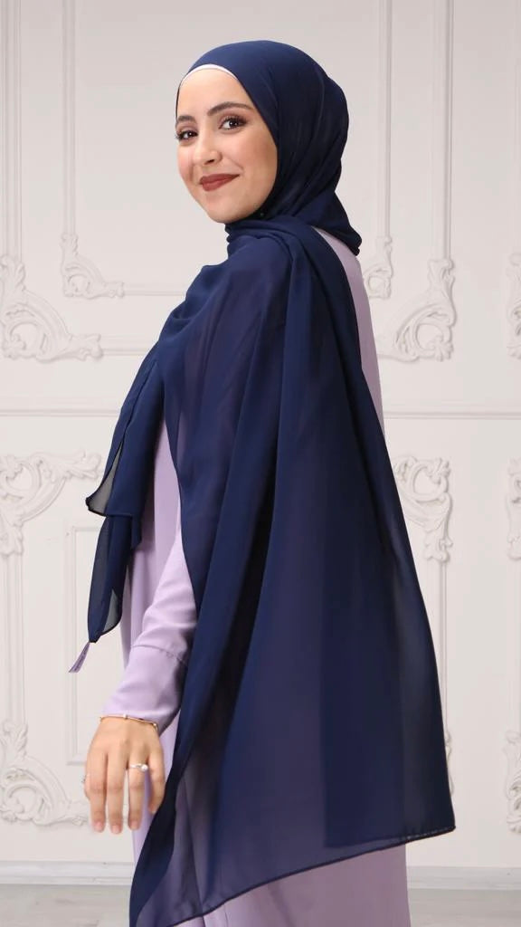 Hijab Chiffon Crepe blu notte - Hijab Paradise 