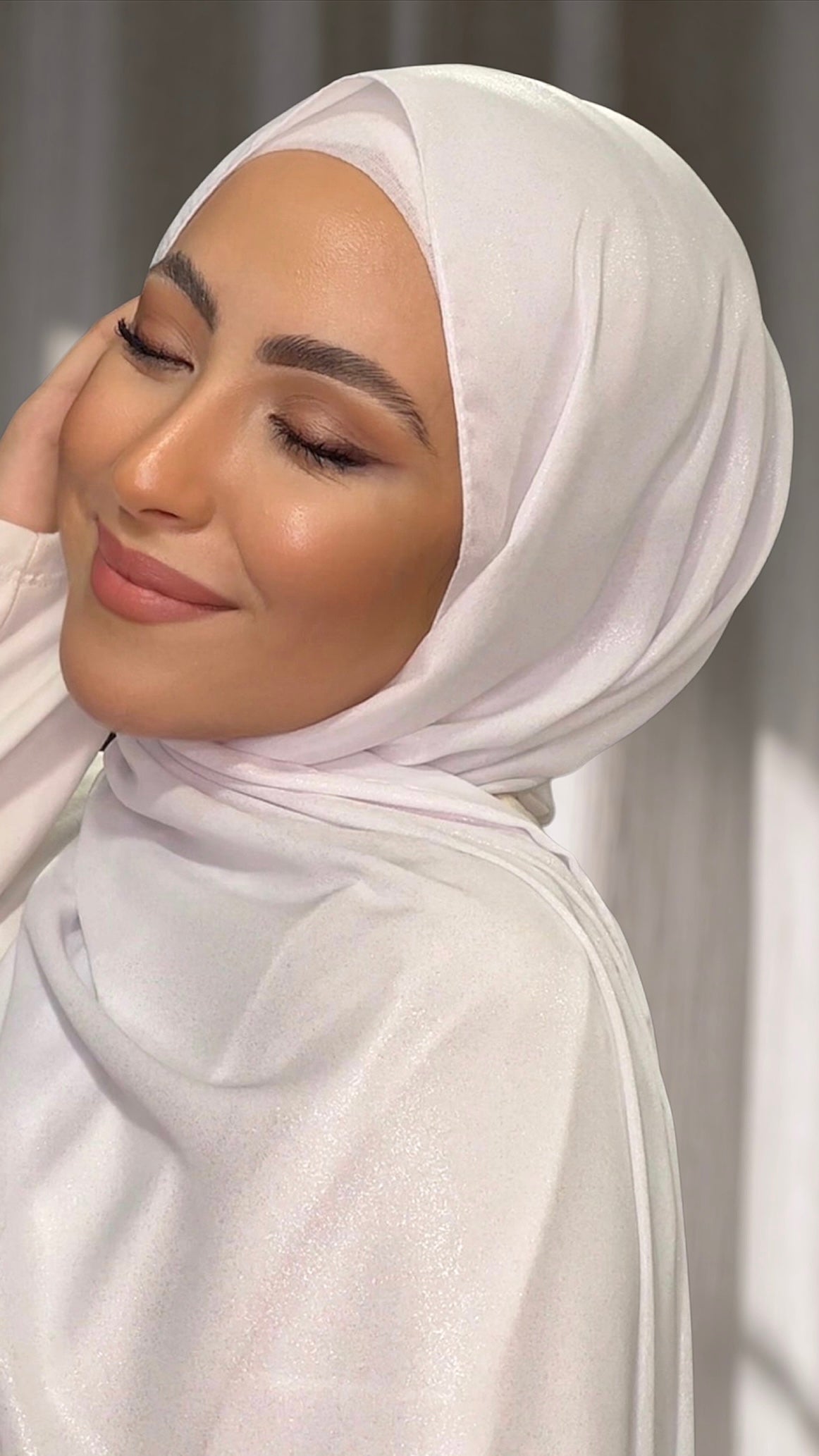 Hijab, chador, velo, turbante, foulard, copricapo, musulmano, islamico, sciarpa, Hijab Glowy Crepe Bianco rosato
