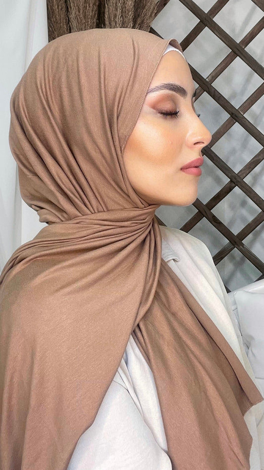 Hijab Jersey Brun Bruni - Ourlet Flatlock