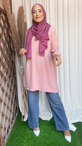 Tunica lunga, rosa, plisettata manica, coprente, hijab , Hijab Paradise