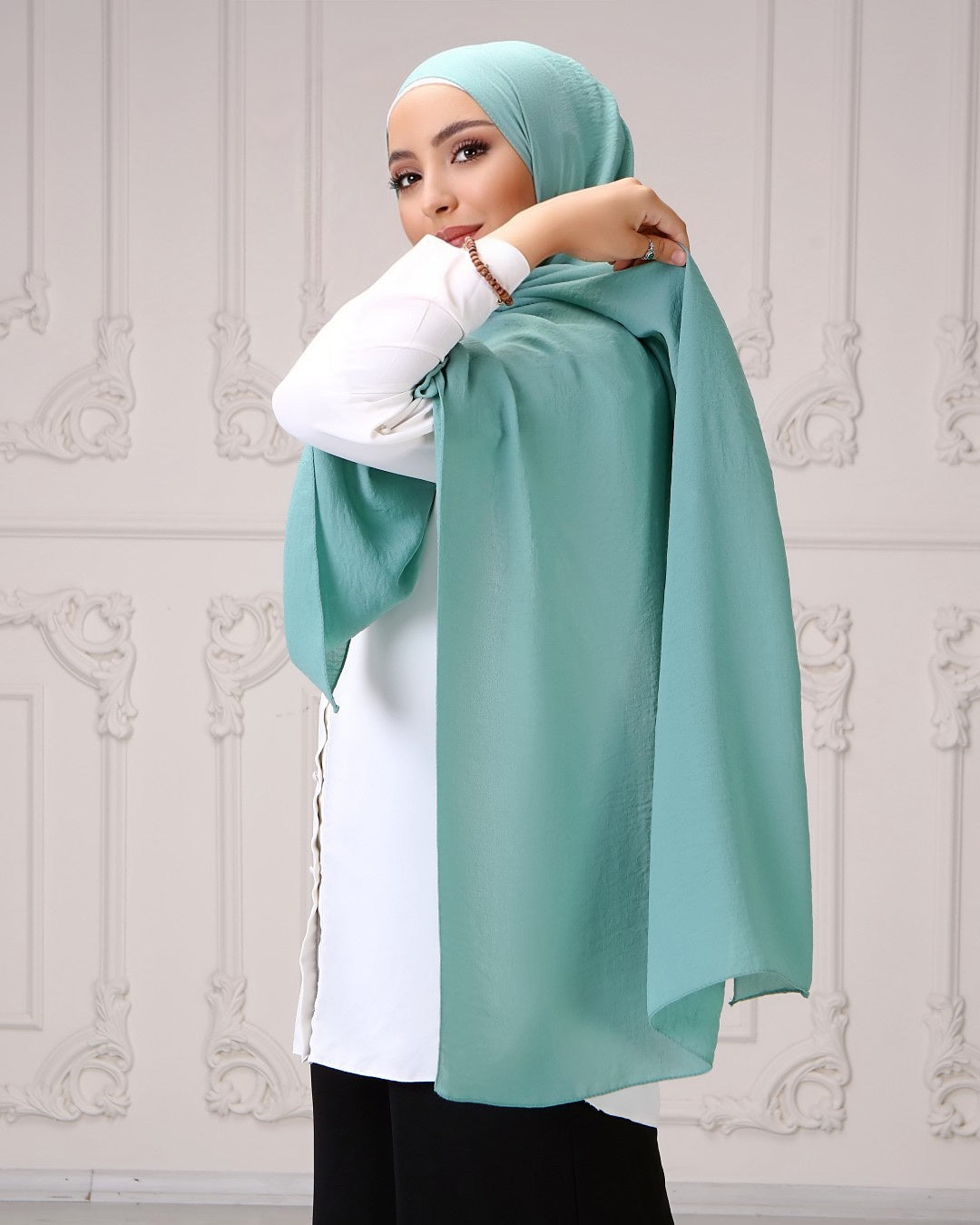 Hijab crinckle crepe verde acqua